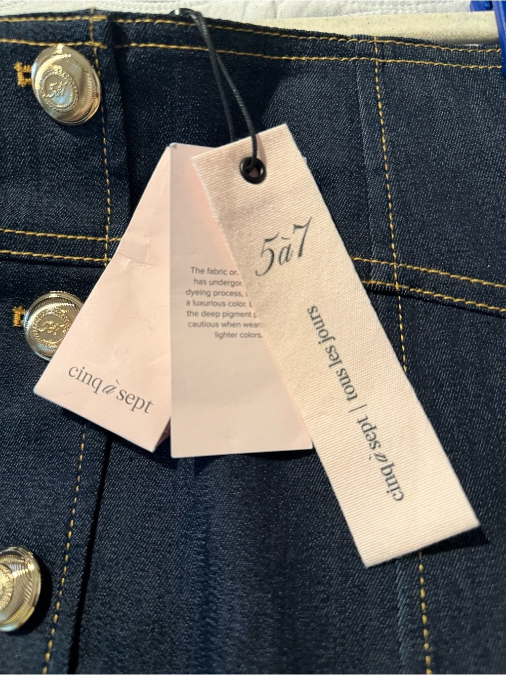 Classic Dark Blue Denim Button-Front Skirt - Picture 3 of 5